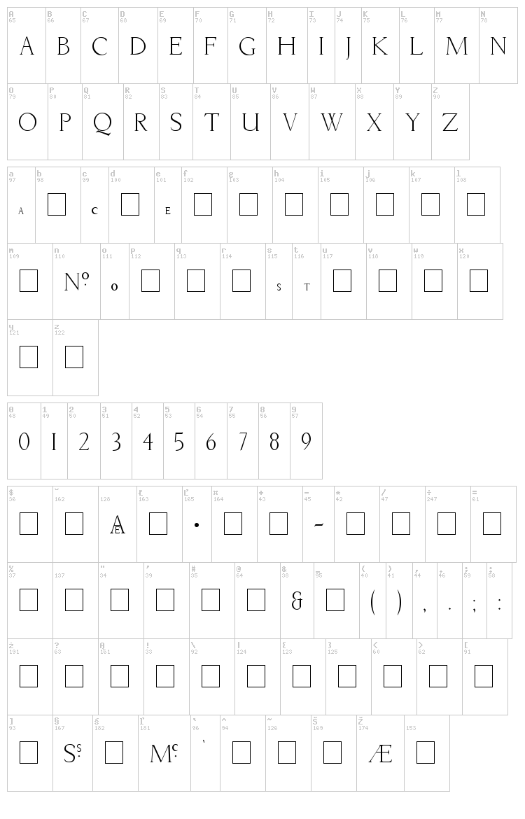 Livia Medium font map